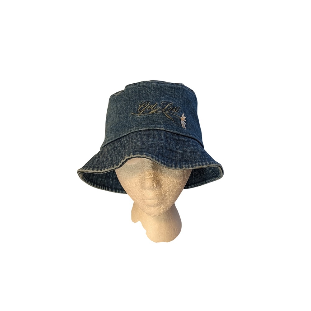 Denim Bucket Hat Get Lost Daisy Flower Y2K Embroidered PINK Victoria's Secret OS